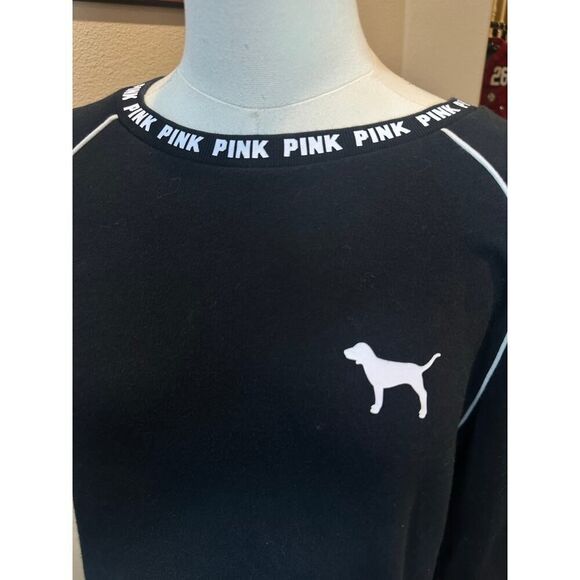 Victoria’s Secret Y2K PINK Crewneck Black White Sweatshirt Dog Logo Size Medium - Picture 4 of 10